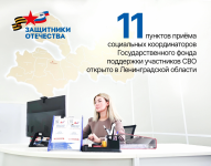 В Ленинградской области открылось 11 пунктов приёма социальных координаторов фонда «Защитники Отечества»